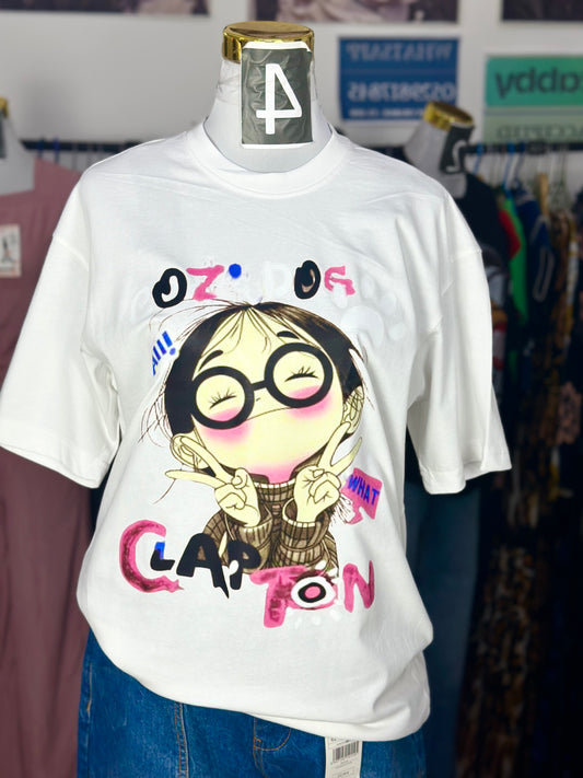 OT16- Clap Ton Print Oversized Drop shoulder Tee