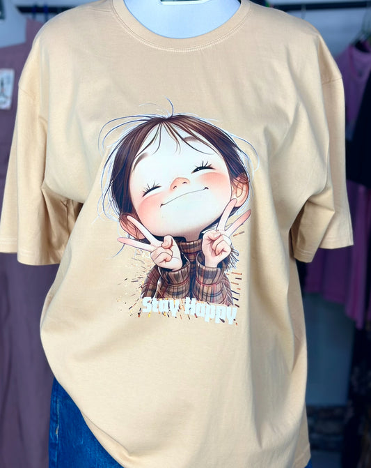 Manatiling Masaya – Cute Cotton T-Shirt