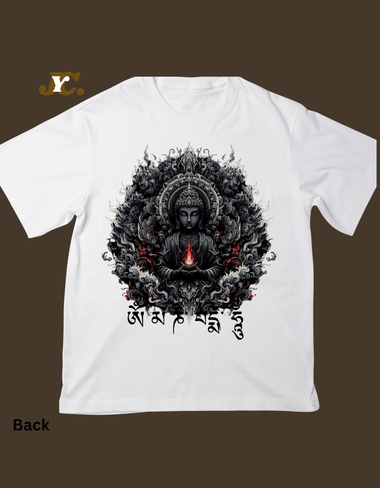 OT23-Buddha Flame print Oversize ladies t-shirt with Drop Shoulder