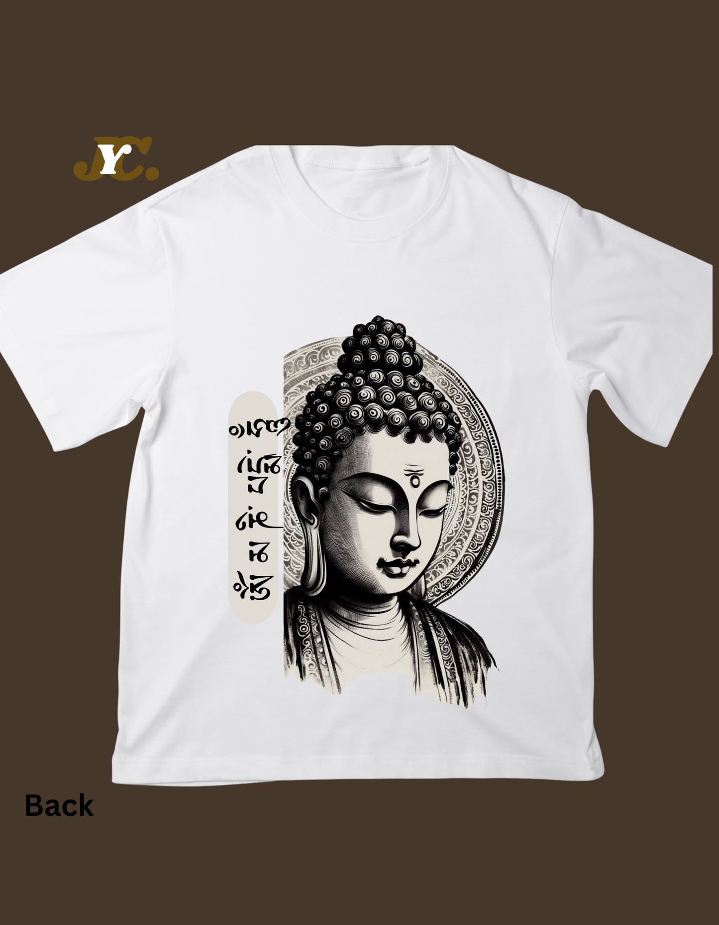 OT22-Buddha Print Oversize Unisex t-shirt with Drop Shoulder