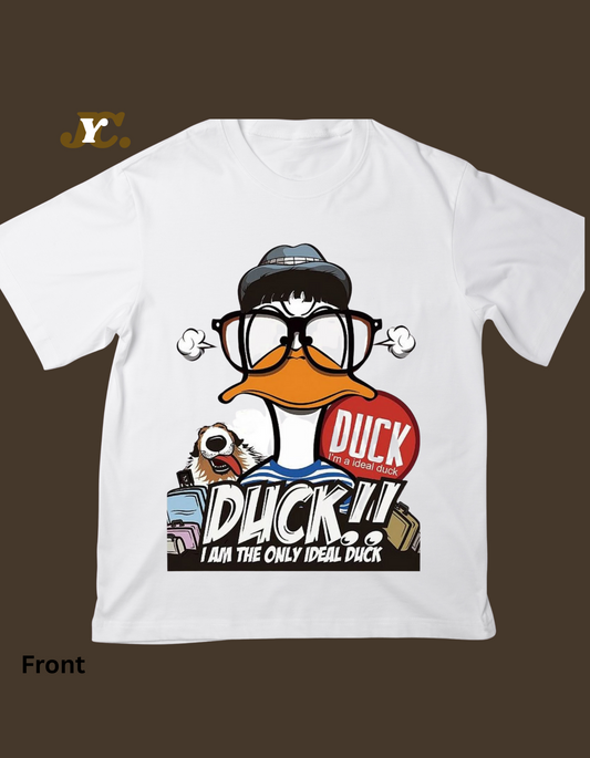 OT13- Duck Print Drop Shoulder Oversize Tshirt-Unisex Tees