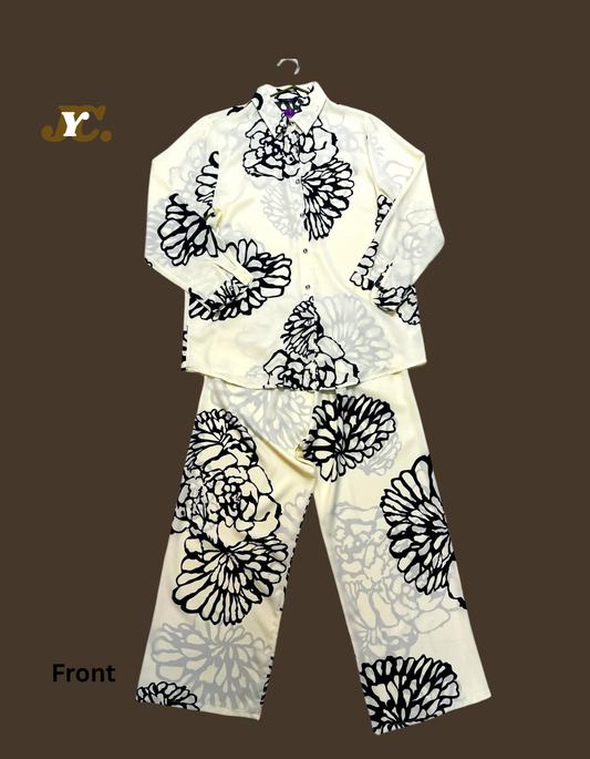 CS23-Flower Design Ladies Co-ord Set