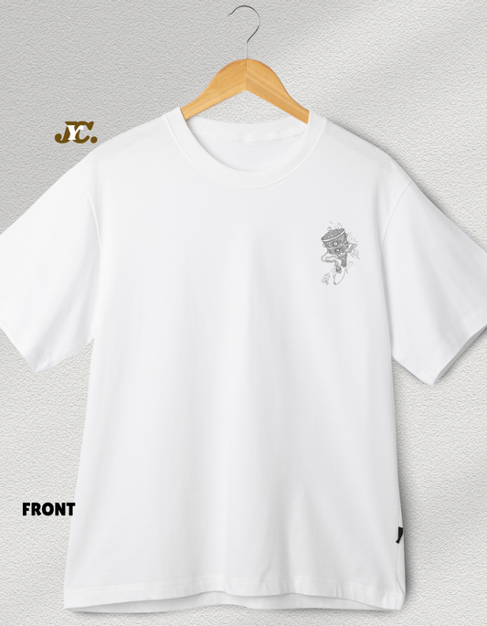 J52-Mani Prayer Wheel Unisex Oversized T-Shirt – 100% Cotton | Tibetan Art | Drop Shoulder Fit