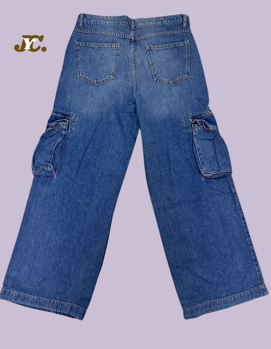 Box cargo wide leg ladies jeans