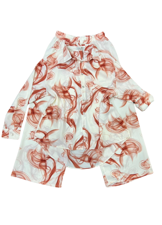 1018- Co-ord set with smokey print - summer co-ordset for ladies