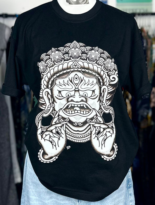 J24-Oversized Unisex Organic Cotton Tshirt – Traditional Bhairava Mask Print