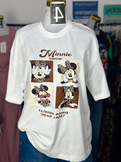 OT15-Minnie Show Print Oversized Drop shoulder Tee