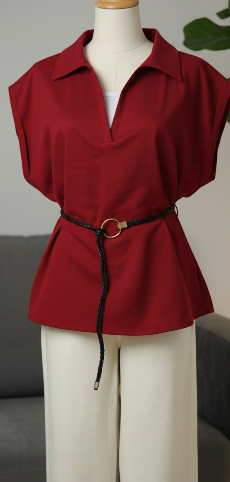 4380- Formal Top Tee with belt