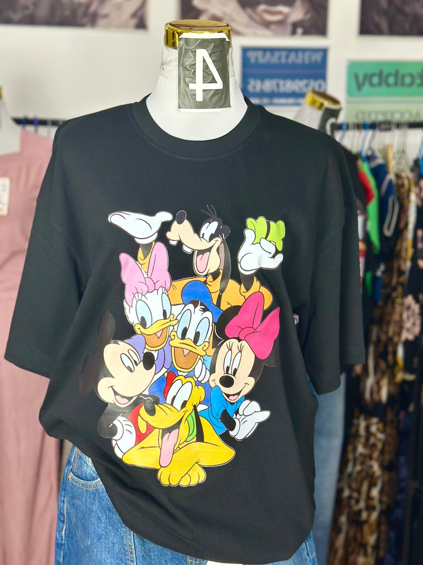 OT20- Micky Duck Print Ladies oversize t-shirt with drop shoulder