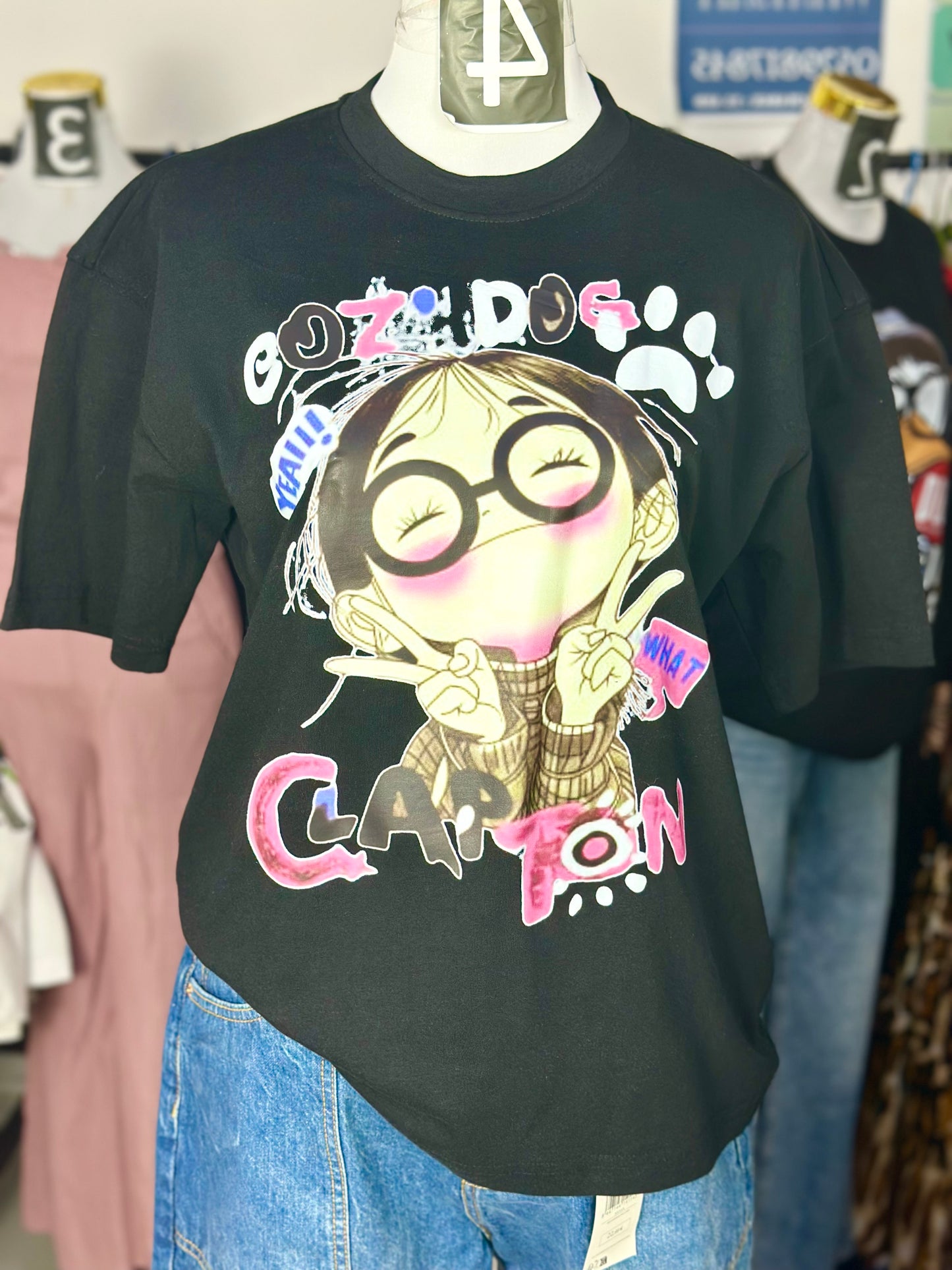 OT16- Clap Ton Print Oversized Drop shoulder Tee