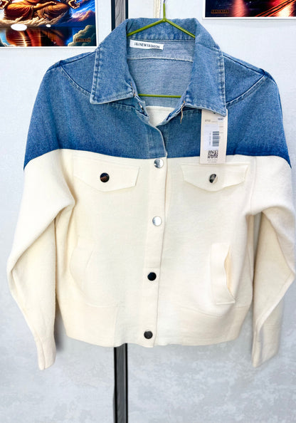 1008- Denim  and woolen jacket for ladies