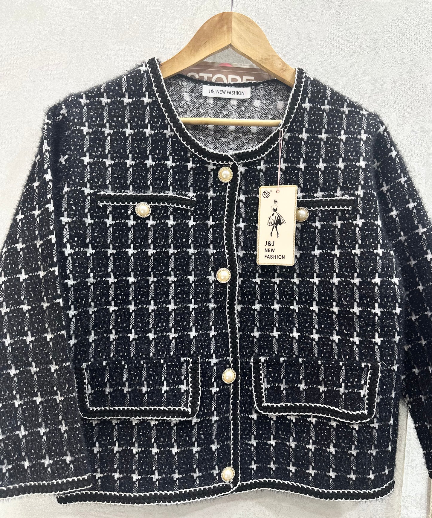 1023-korean Cardigan with Pocket Design- Ladies Cardigan