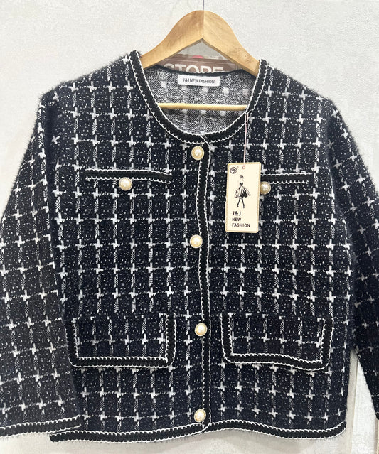 1023-korean Cardigan with Pocket Design- Ladies Cardigan