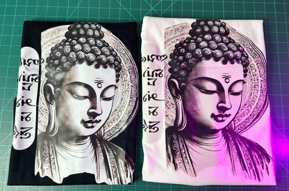 OT22-Buddha Print Oversize Unisex t-shirt with Drop Shoulder