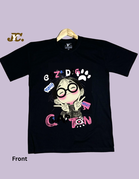 OT16- Clap Ton Print Oversized Drop shoulder Tee