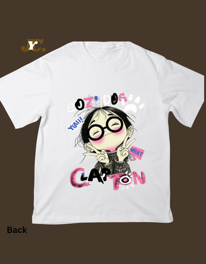 OT16- Clap Ton Print Oversized Drop shoulder Tee