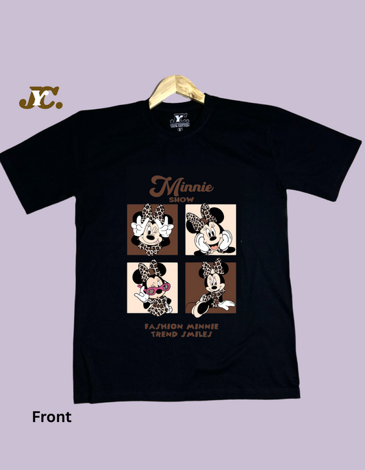 OT15-Minnie Show Print Oversized Drop shoulder Tee