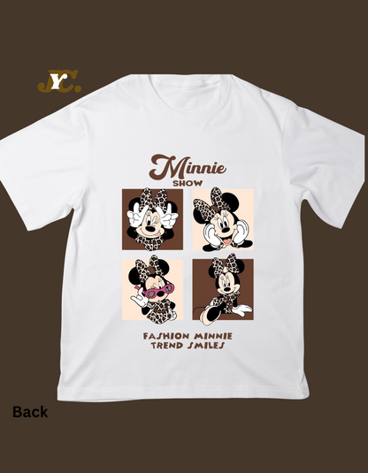 OT15-Minnie Show Print Oversized Drop shoulder Tee