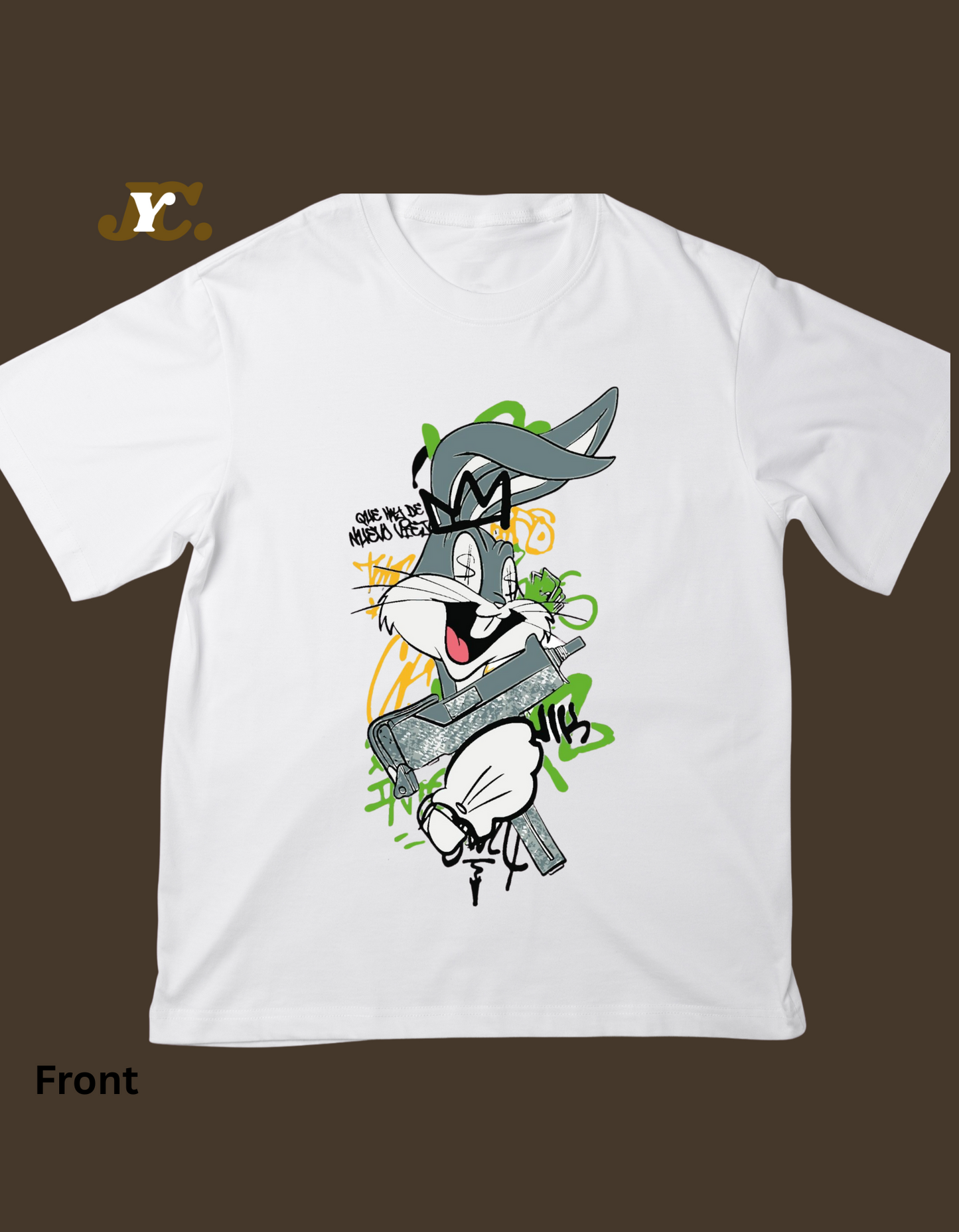 OT12-Bunny Print Drop Shoulder Oversize Tshirt-Unisex Tees