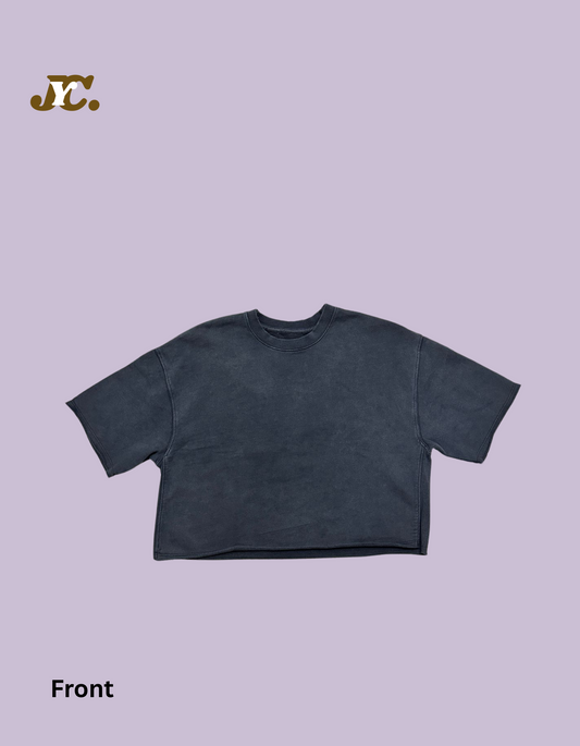 Drop Shoulder Over Size Crop Tshirt