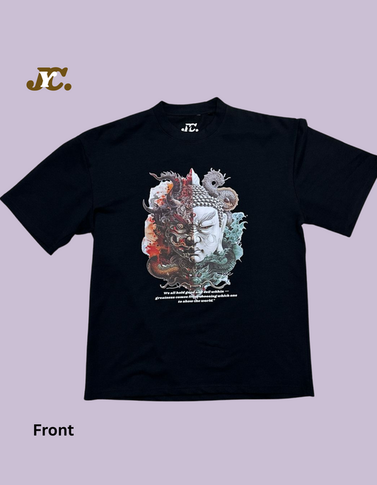 Buddha Good & Evil Print Terry Cotton Tees