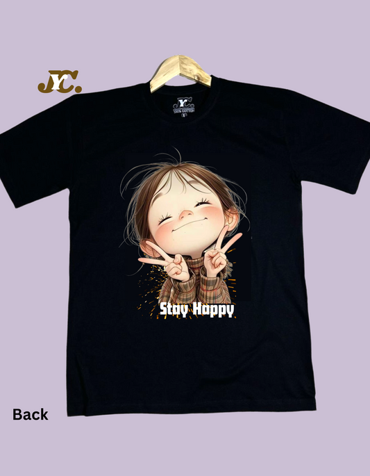 Stay Happy Cute Graphic print ladies tees