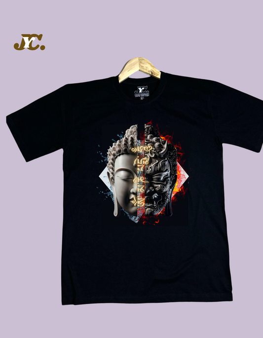 Buddha -(Om Mane Padme Hum) Print Cotton Tshirt