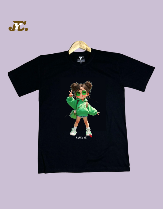 Sassy Me Black Cotton Ladies T-Shirt