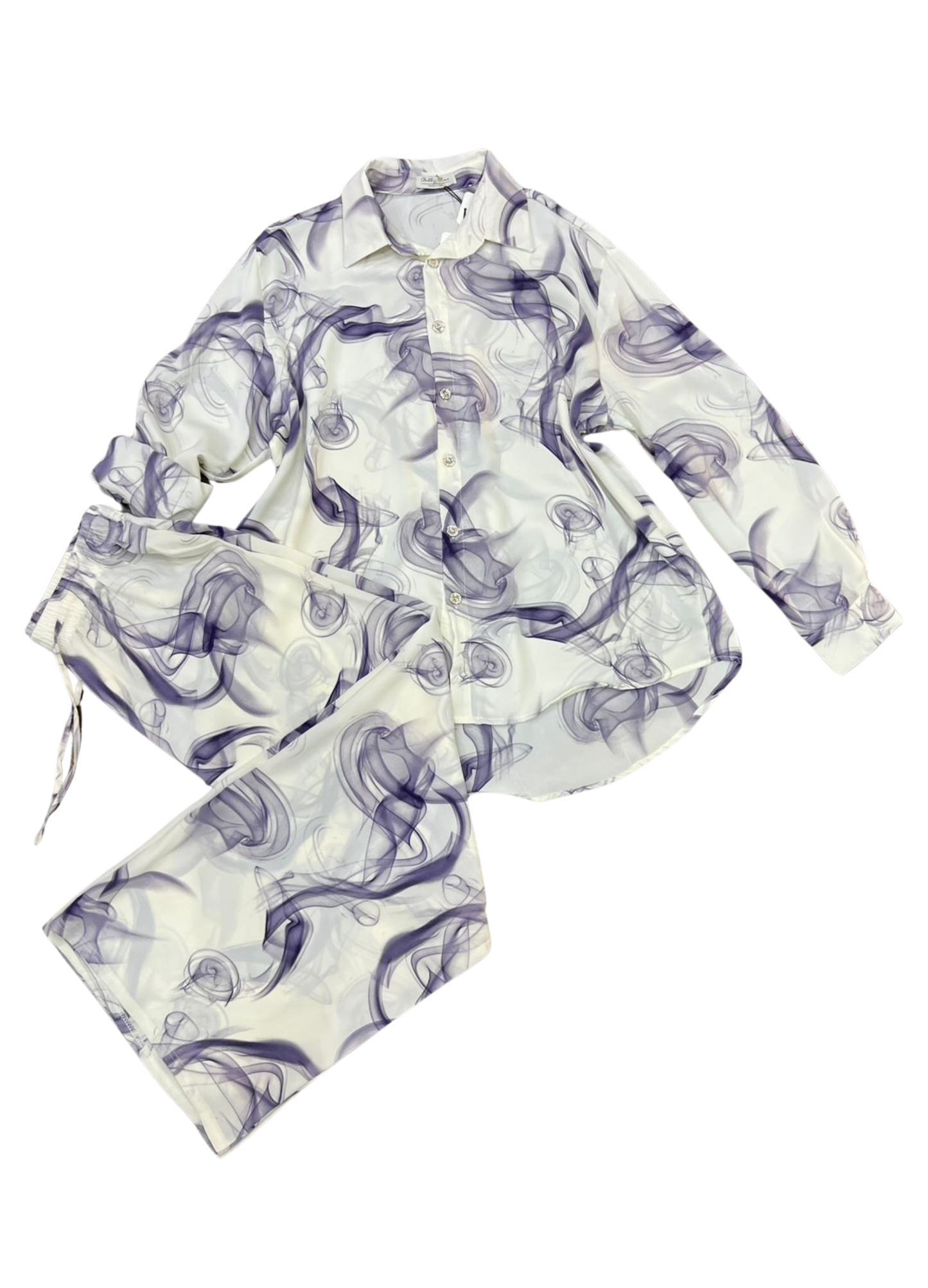 1018- Co-ord set with smokey print - summer co-ordset for ladies