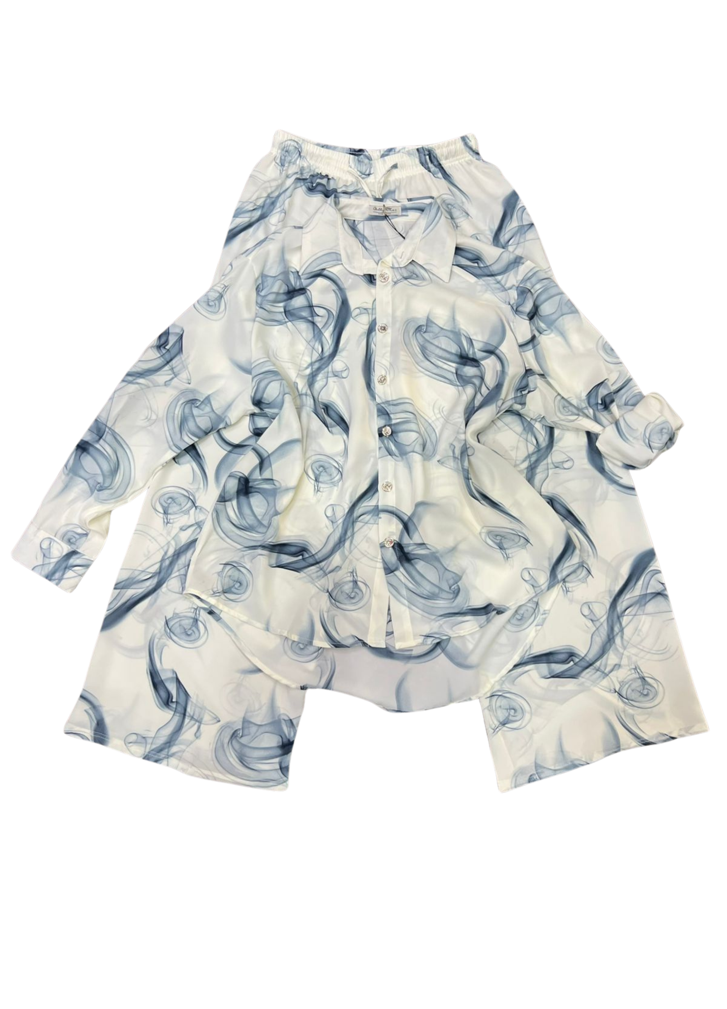 1018- Co-ord set with smokey print - summer co-ordset for ladies