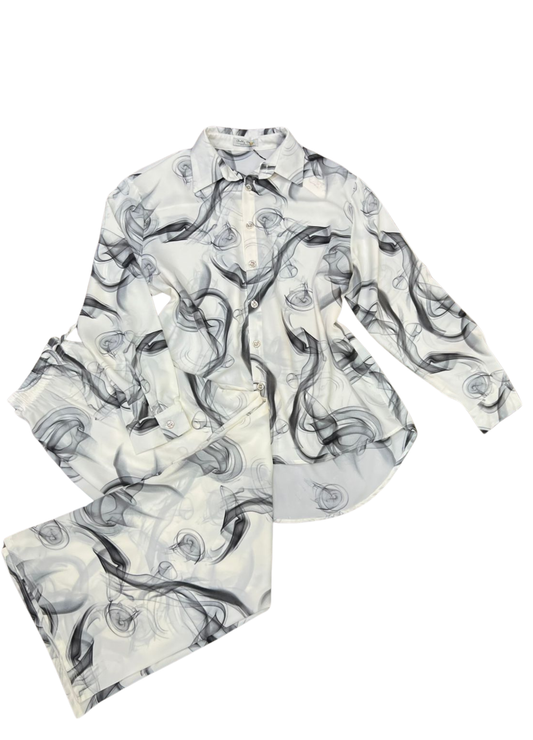 1018- Co-ord set with smokey print - summer co-ordset for ladies