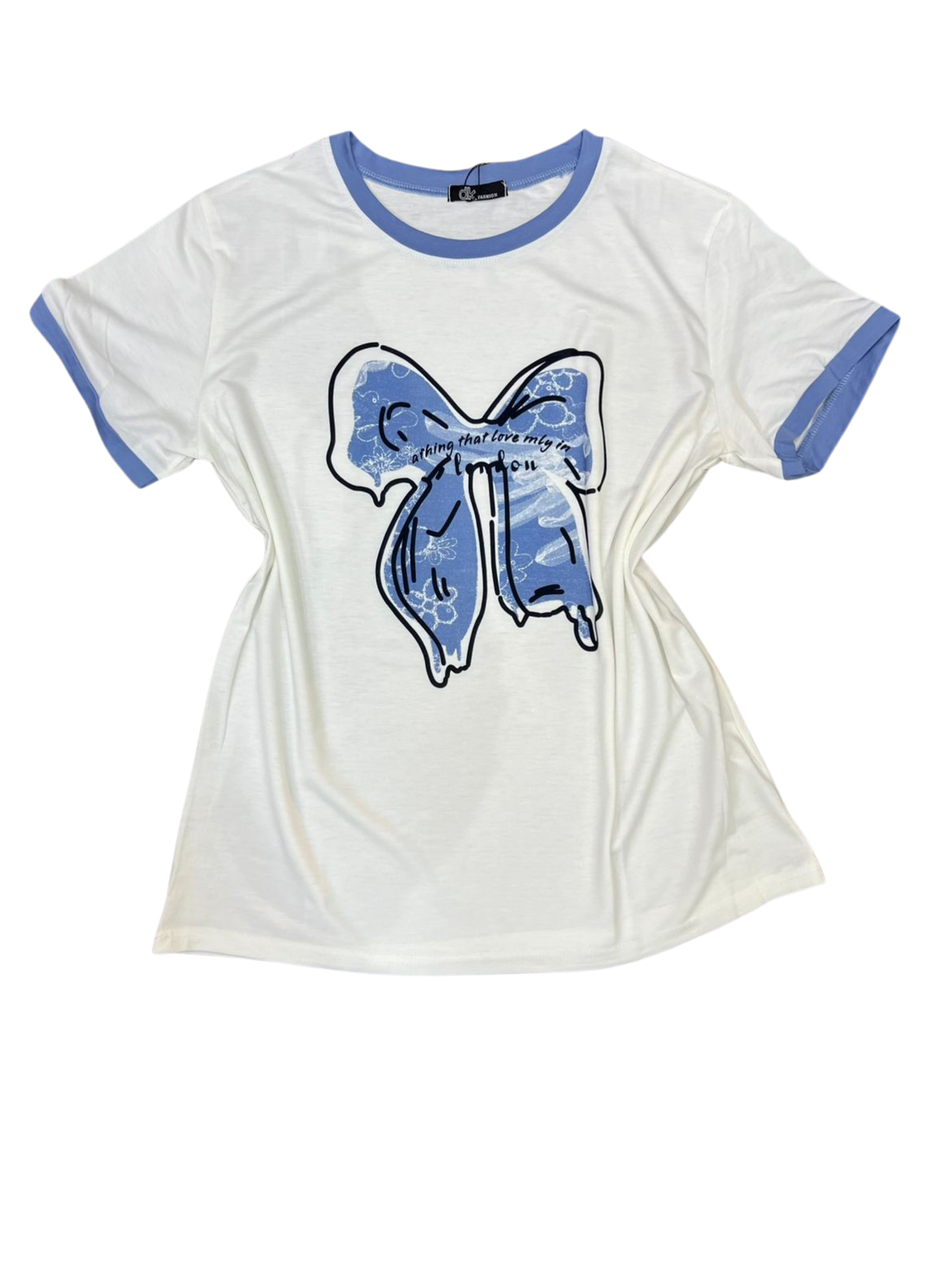 1002-Ribbon Print Tshirt - Fashionable ladies Tshirt