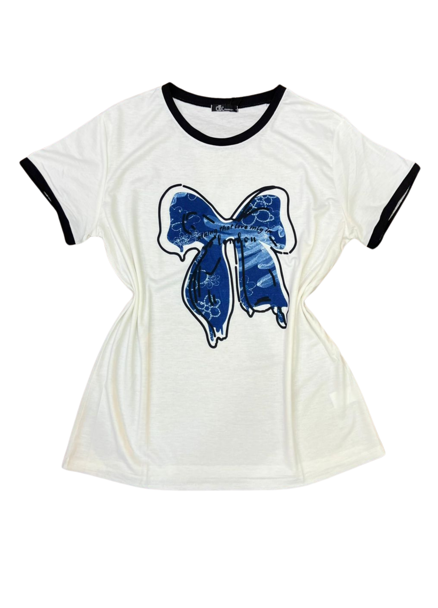 1002-Ribbon Print Tshirt - Fashionable ladies Tshirt