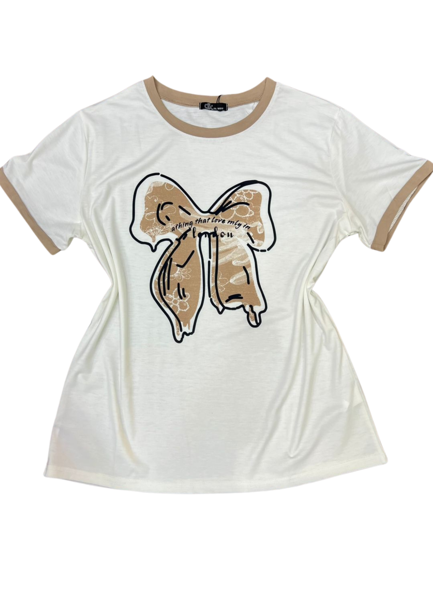 1002-Ribbon Print Tshirt - Fashionable ladies Tshirt