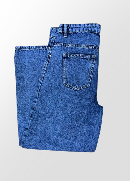 1048-ZR Textured Plain jeans- Straight Leg Mid Waist Jeans