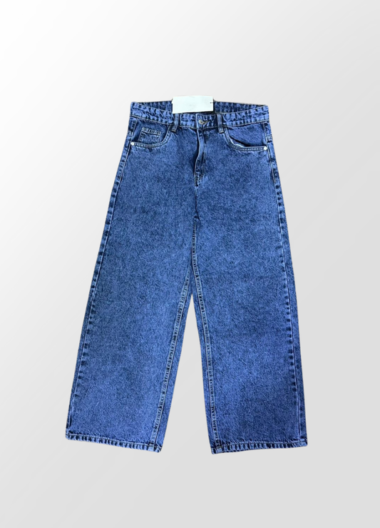 1048-ZR Textured Plain jeans- Straight Leg Mid Waist Jeans