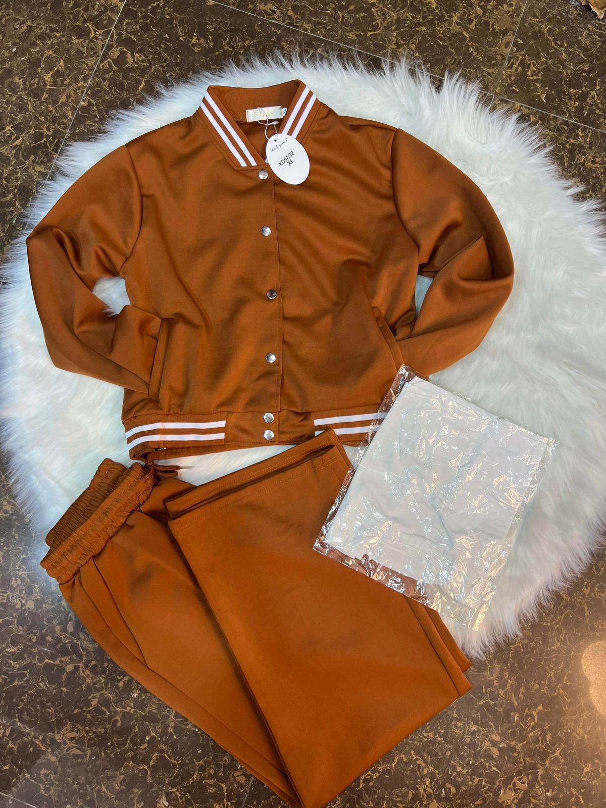 1052- Baseball Jacket  3 Pcs Set - Airport Outfit- Ladies 3 pcs set