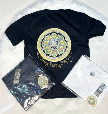 1043- Mandala Print 100% cotton T-shirt/ Slim Fit Tshirt for summer
