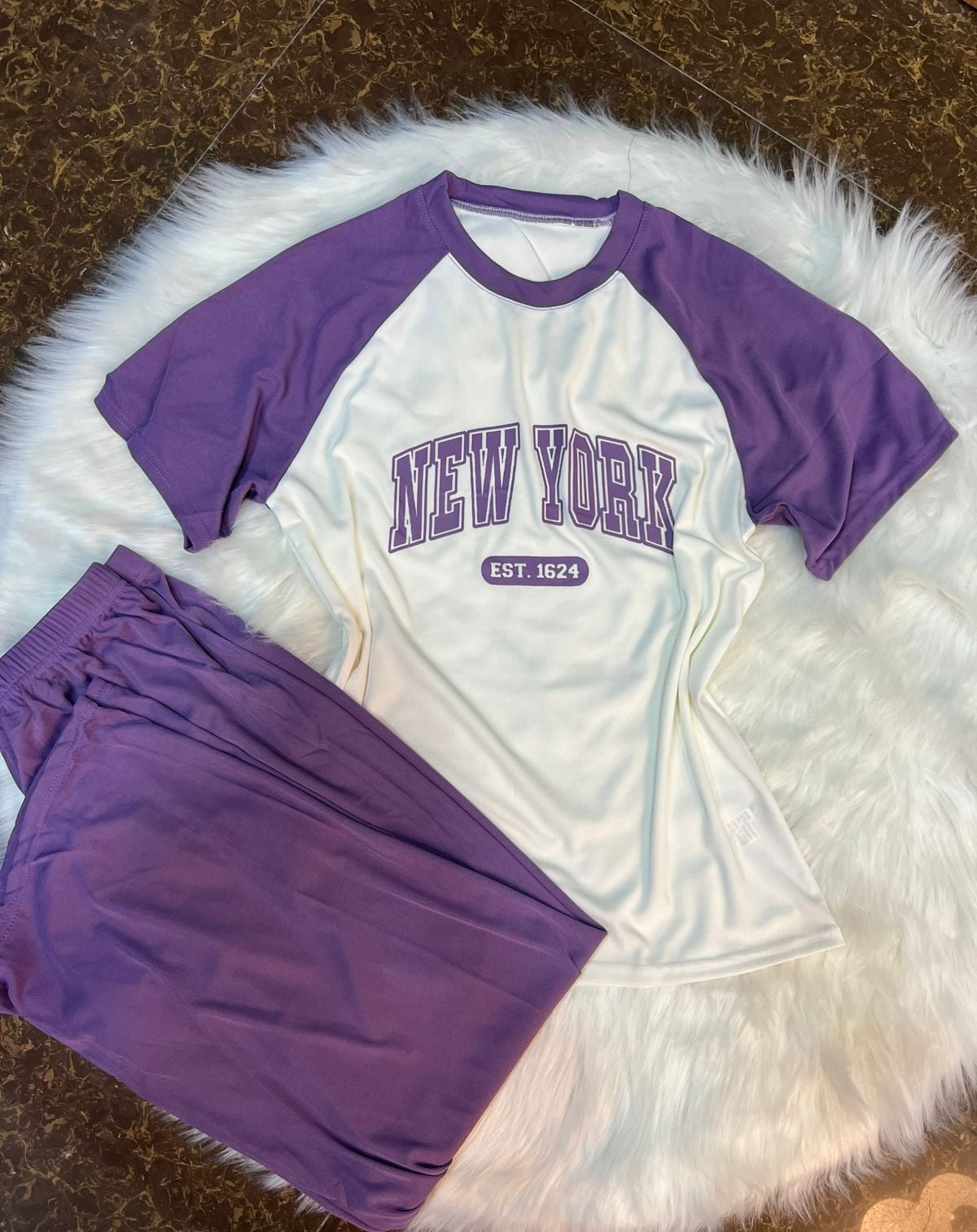 1053- New york Print Terno Set- Casual Set for ladies