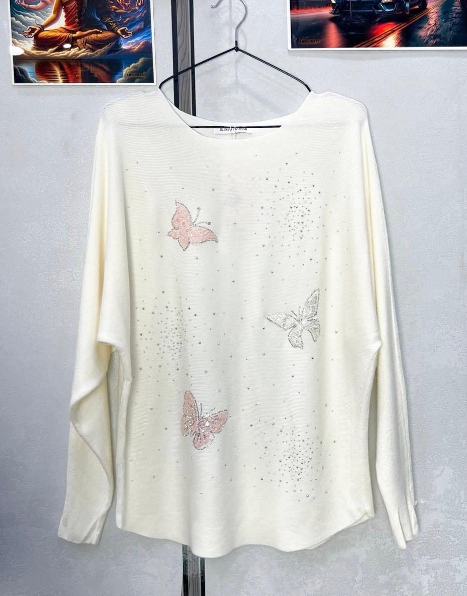 1036- Women’s Butterfly Knit Sweater – Soft & Stylish Long Sleeve Pullover