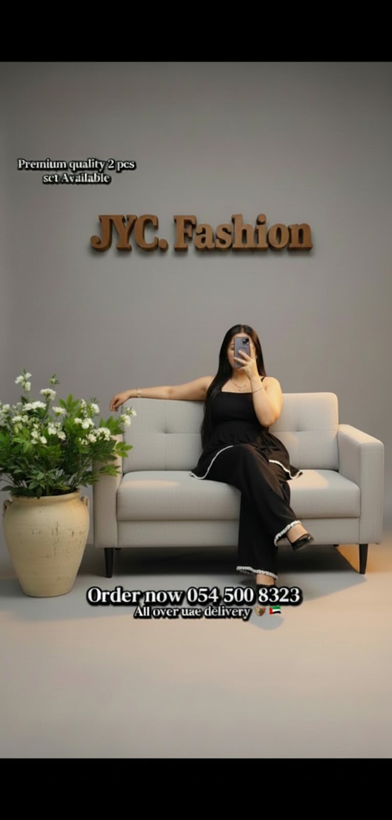 4365- Peplum Co-ord Set - Black Co-ord set- Peplum Top with trouser - Peplum Lace Co-ordset