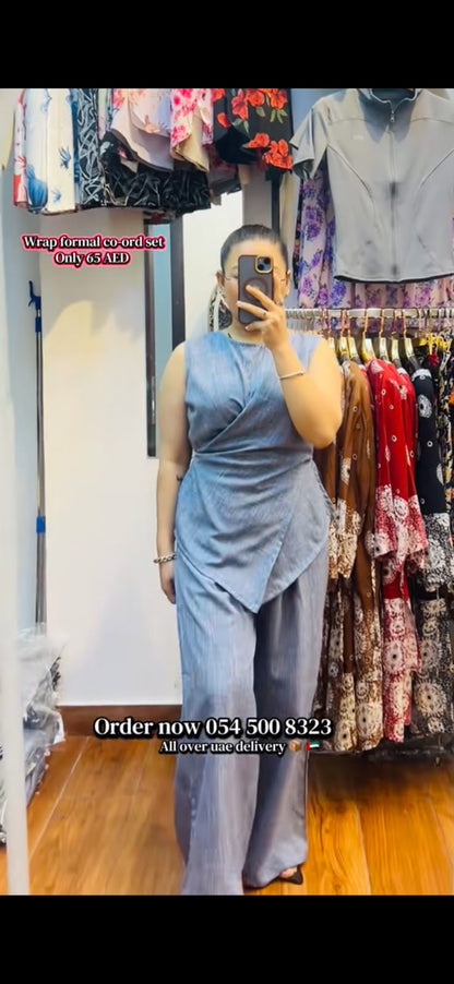 4367- Formal Wrap Co-ord Set - Formal Korean Style Co-ord Set