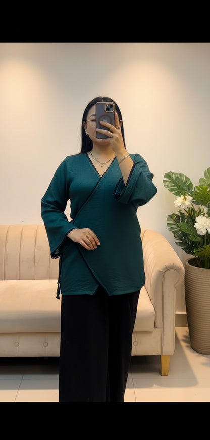 4370- Wrap Lace Top - Chaubandi Style  Kurthi Top
