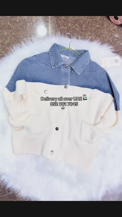 1008- Denim  and woolen jacket for ladies