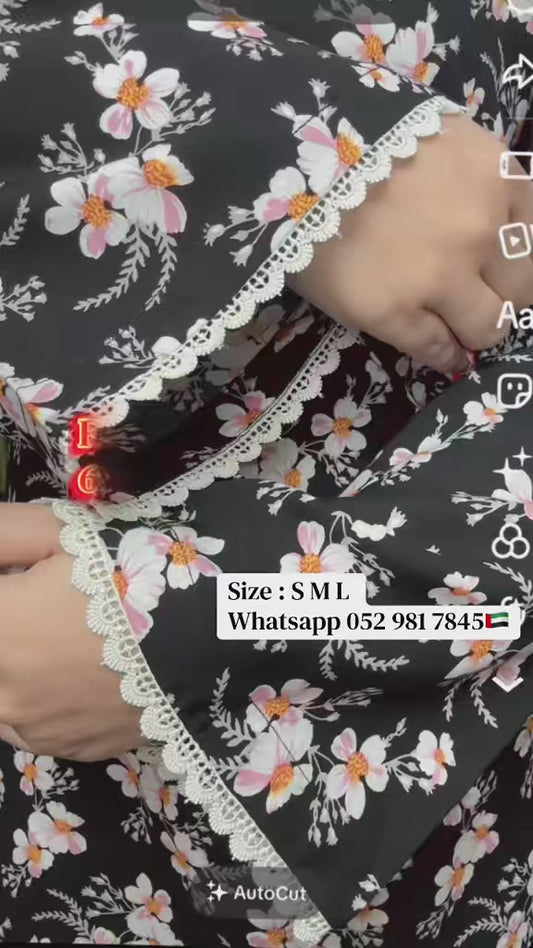 5002- Lace Kurti Set - Pink Flower