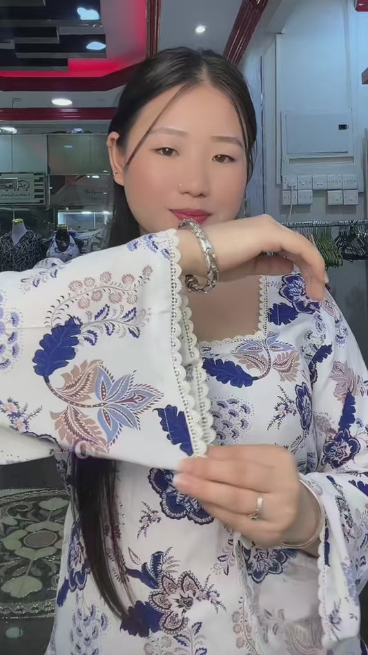 4310- Lace Kurti -FLoral Print