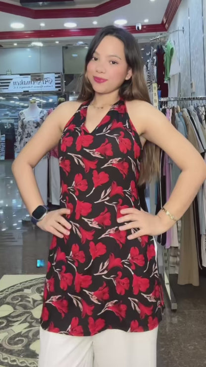 4317- Tulip Halter neck Short Kurthi Tops